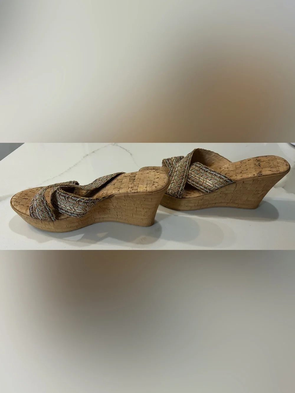 Italian‎ Shoemakers Multi-Color Braided Cork Slide Sandals